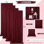 Burgundy Backdrop Curtains 20ftx10ft Christmas Polyester Photo Drapes - Image 4