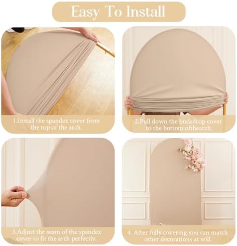 Nude Arch Backdrop Cover Set of 2 Wedding Arch Covers Stretchy Backdrop Decorations Baby Shower Bridal Shower Photo Graduation Birthday Party Arch Stand Cover 7.2 and 6ft Spandex - Image 6