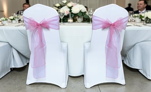 MDS Pack of 75 Organza Chair Sashes for Wedding & Event Décor – Dusty Pink - Image 2