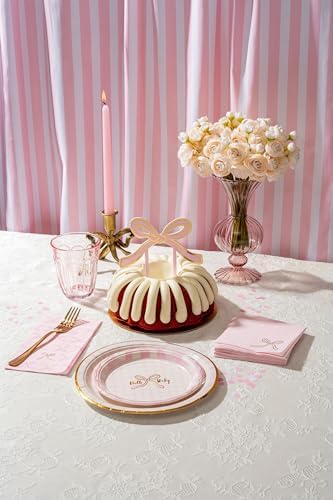 Baby Shower Celebration, Stylish Tableware Set for 8 Guests – Pink/White - Image 3