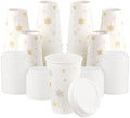 16oz Christmas Disposable Coffee Cups with Lids White Snowflake Winter Togo by HarvestPackGOURMETSHOWCASE