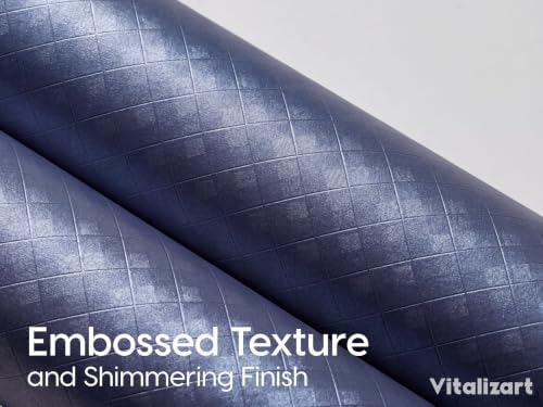 Vitalizart Blue Metallic Grid Wrapping Paper Set 30" Organza Ribbon & Tags - Image 5