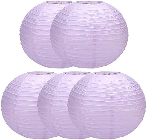 16 inch Chinese Lanterns Large Paper Lanterns Lavender 5 Packs (Purple, 16 inch) by Unknown