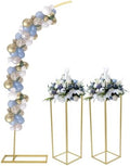 Metal Arch Backdrop Stand, 6.56FT Wedding Arch Ballon Stand with 2 Square Frame Stand Sets, Reusable Metal Ballon Column Kit, Balloon Arch Stand for Birthday, Wedding, Graduation, Baby Shower Party by Unknown