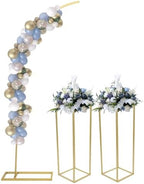 Metal Arch Backdrop Stand, 6.56FT Wedding Arch Ballon Stand with 2 Square Frame Stand Sets, Reusable Metal Ballon Column Kit, Balloon Arch Stand for Birthday, Wedding, Graduation, Baby Shower Party by Unknown