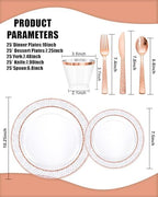 Ciaell 350 Piece Rose Gold Plastic Plates for Weddings Parties - Image 3