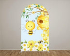 Honey Bee Arch Backdrop Covers Honeycomb Flower Arch Stand Fabric Cover for Baby Shower Birthday Party Decoration(Only Cover) - Image 2