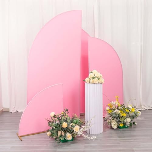 Efavormart Set of 4 Pink Spandex Half Moon Arch Covers, Custom Fit Chiara Backdrop Slipcovers 2.5ft-7ft for Sweet 16 and Vibrant Birthday Parties - Image 2