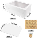 4 PCS 20x14x4.5inch Cake Boxes with Cake Boards White Rectangular Sheet Box - Image 2