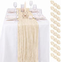 24 Pack Ivory Cheesecloth Table Runner 17"x108" Boho Gauze Fabric Table Runner Vintage Rustic Sheer Runners for Wedding Party Bridal Baby Shower Table Decorations by Lamshionow