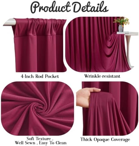 10ft x 10ft Burgundy Backdrop Curtains, 2 Panels Drapes for Backdrop - Image 5