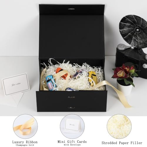 Small Gift Boxes with Lids for Presents Black Gift Box 5 Pack 9.5X7X4 Inch - Image 2