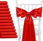 50 Pcs Red Satin Chair Sashes 6 x 108 in Chair Bows for Wedding by Unknown