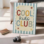 Wrapped Framed 24x36 inch Trendy Preppy Blue Striped Wall Art Cool Kids Club Quotes Poster Modern Funny Toddler Canvas Prints for Kids Playroom Bedroom Wall Decor - Image 3