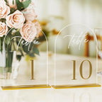Arch Wedding Table Numbers 1-10 with Stands - 5.5x7 Inch, Clear by Unknown