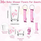 36 Sets Baby Shower Favor for Guests It's a Girl Acrylic Shot Glasses with Bottle Opener Keychains Thank You Card Organza Bag Boy Girl Theme Party Thank You Return Gift for Gender Reveal - Image 2