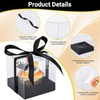 EUSOAR Black Cupcake Containers, 100pcs 3.5 Inch Individual Cupcake Wrappers Cupcake Holder, Single Display Plastic Cupcake Carrier with Ribbon and Inserts for Wedding Birthday Party Favor - Image 3