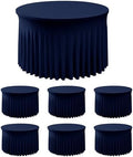 Fitted Navy Spandex Table Skirts for Wedding Party,60 Inch Round,6 Pack by HolidayIdeas