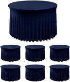 Fitted Navy Spandex Table Skirts for Wedding Party,60 Inch Round,6 Pack by HolidayIdeas