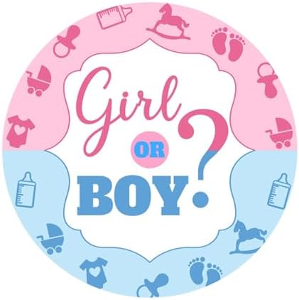Polyester Diameter 6.5ft Gender Reveal Round Backdrop Girl or Boy Pink Blue Cartoon Baby Supplies Photography Background Pregnancy Surprise Party Decoration Newborn Baby Shower Photo Booth Props - Image 2