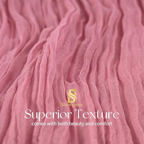 Showgeous 20 Pack Dusty Rose Cheesecloth Table Runner, 17 x 108 Inches - Image 4
