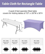Fixwal 2 Pack 6FT Lavender Tablecloth Rectangle Spandex Fitted Table Cover - Image 3