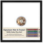 CountryArtHouse Signature Keepsake Frame - Circle Mat Window - Black Wood Genuine Hardwood 20x20 5x5 Photo - Sky Blue Border Mat - Complete Keepsake Signing Kit by CountryArtHouse