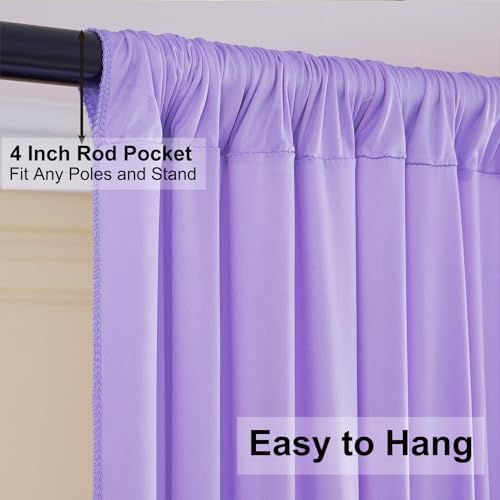 50×10 ft Lavender Wrinkle Free Backdrop Curtain for Wedding Party, 10 Panels 5×10ft Soft Silky Light Purple Lilic Backdrop Drapes for Birthday Parties Baby Shower Photo Photography Backgrounds ﻿ - Image 5