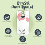 BabySparrow Muslin Swaddle Blankets 3-Pack – Pink Bird 47x47 Cotton Baby Swaddles for Newborns, Soft Breathable Receiving Blankets & Newborn Essentials, for Girls & Boys - Image 3