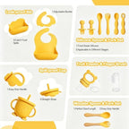 Silicone Baby Feeding Utensils Set for 6+ Months, 17 Pcs, Yellow - Image 7