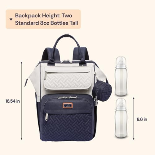 BabbleRoo Diaper Bag Backpack, Multifunction Large Bags with Changing Pad & Stroller Straps Pacifier Case, Unisex Stylish Travel Back Pack Nappy for Moms Dads (Stone Gray Blue) - Image 2