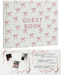 Engrowtic Embroidered Pink Bow Baby Shower Guest Book Linen Cute by Engrowtic