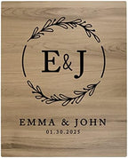 Andaz Press Large Wooden Welcome Sign for Wedding Rustic Welcome Sign 16" x 20" Custom Monogram & Date Laurel Wreath Wedding Signage English Oak MDF Wood Finish Wedding Reception Indoor Outdoor Signs by AndazPress