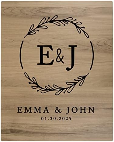 Andaz Press Large Wooden Welcome Sign for Wedding Rustic Welcome Sign 16" x 20" Custom Monogram & Date Laurel Wreath Wedding Signage English Oak MDF Wood Finish Wedding Reception Indoor Outdoor Signs by AndazPress