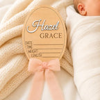 Personalized Baby Announcement Sign Set with Ribbon Bow - Image 5