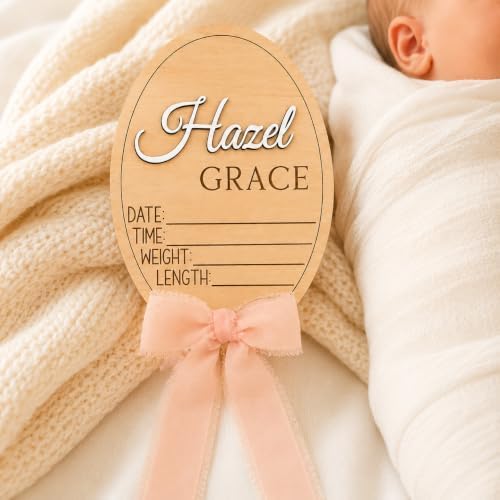 Personalized Baby Announcement Sign Set with Ribbon Bow - Image 5