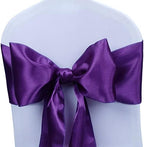 Babenest 50pcs Satin Chair Sashes Ties for Party Wedding, Purple by Babenest