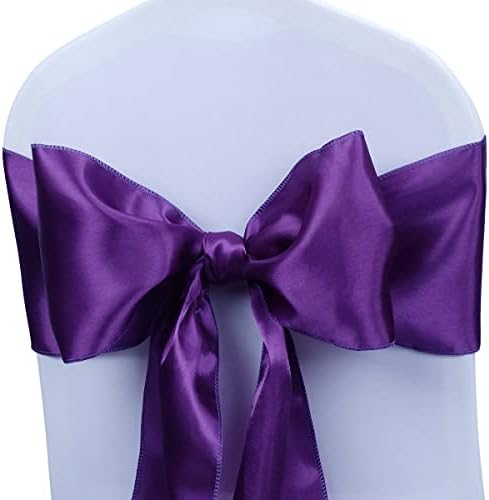 Babenest 50pcs Satin Chair Sashes Ties for Party Wedding, Purple by Babenest