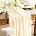 Sheer Chiffon Table Runner 35x120 Inches, Ivory 6 Pack by LINNUO+HOURSE