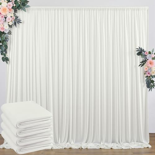 20 ft x 8 ft Ivory Backdrop Curtain Panels, 4 Panels 5 ft x 8 ft Wrinkle Free Polyester Photography Backdrop Drapes, Wedding Party Home Decoration Supplies by Outpain