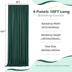 20ft x 10ft Wrinkle Free Hunter Green Backdrop Curtain for Jungle Parties, 4 Panels 5×10ft Soft Silky Green Polyester Photo Backdrop Drapes for Wedding Birthday Photography Christmas Background Cloth - Image 5