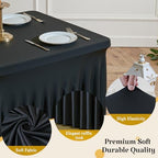 2 Pack Black Spandex Tablecloth for 6FT Rectangle Tables, Fitted Stretch Table Cover with Skirt, Wrinkle Free Washable Elastic Table Cloth for 6 Foot Folding Table, Wedding Banquet Baby Shower - Image 4