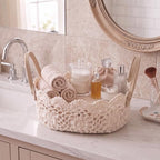 Wenqik Beige Bobo Lace Woven Basket Crochet Basket Nursery Storage - Image 4