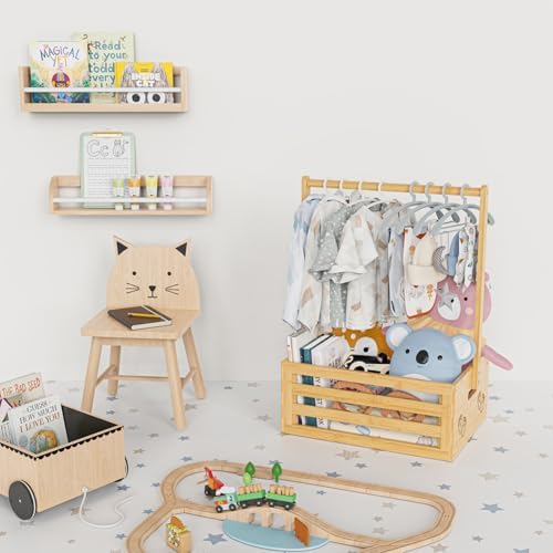 BAMBOOHOMIE Baby Shower Crate Closet, Baby Baskets with Hangers Handle, Baby Crate Box for Baby Shower, Welcome Gift Basket for Newborn Baby, Pregnancy Gift for New Parents (Natural, Small Size) - Image 6