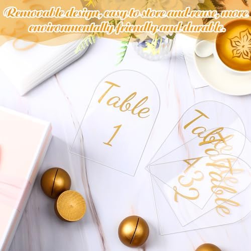 AceOrbit 30 Pack Acrylic Table Numbers 1-30 Gold with Stands,Arch - Image 4