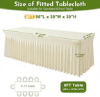 2Pack Beige Spandex Tablecloth for 8FT Rectangle Table,Table Skirt - Image 2