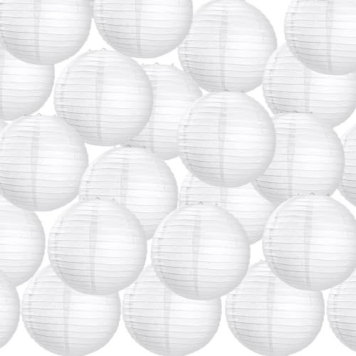 Treela 30pack White Chinese Paper Lanterns for Wedding Party Decor, 12" by Treela