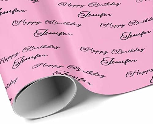 MyPupSocks Customized Name Gift Wrapping Paper, Happy Birthday With Name Pink Personalized Gift Wrap Paper With Photo, Funny Roll for Men Women Christmas 58x23 5 Rolls - Image 3