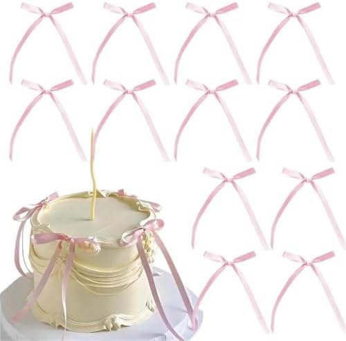 400 PCS Satin Bow Cake Toppers Birthday Bowknot Ribbon Decorations by Unknown