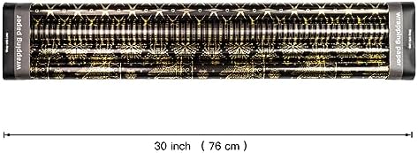 WRAPAHOLIC 30 Inch Christmas Wrapping Paper Roll - Jumbo Roll Black Gold Christmas Sleigh Holiday Design with Metallic Foil Shine - 4 Rolls - 30 Inch x 120 Inch Per Roll - Image 2